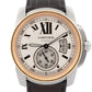 Cartier Calibre Two-Tone Rose Gold 42mm White 3299 W7100011 Leather Date Watch