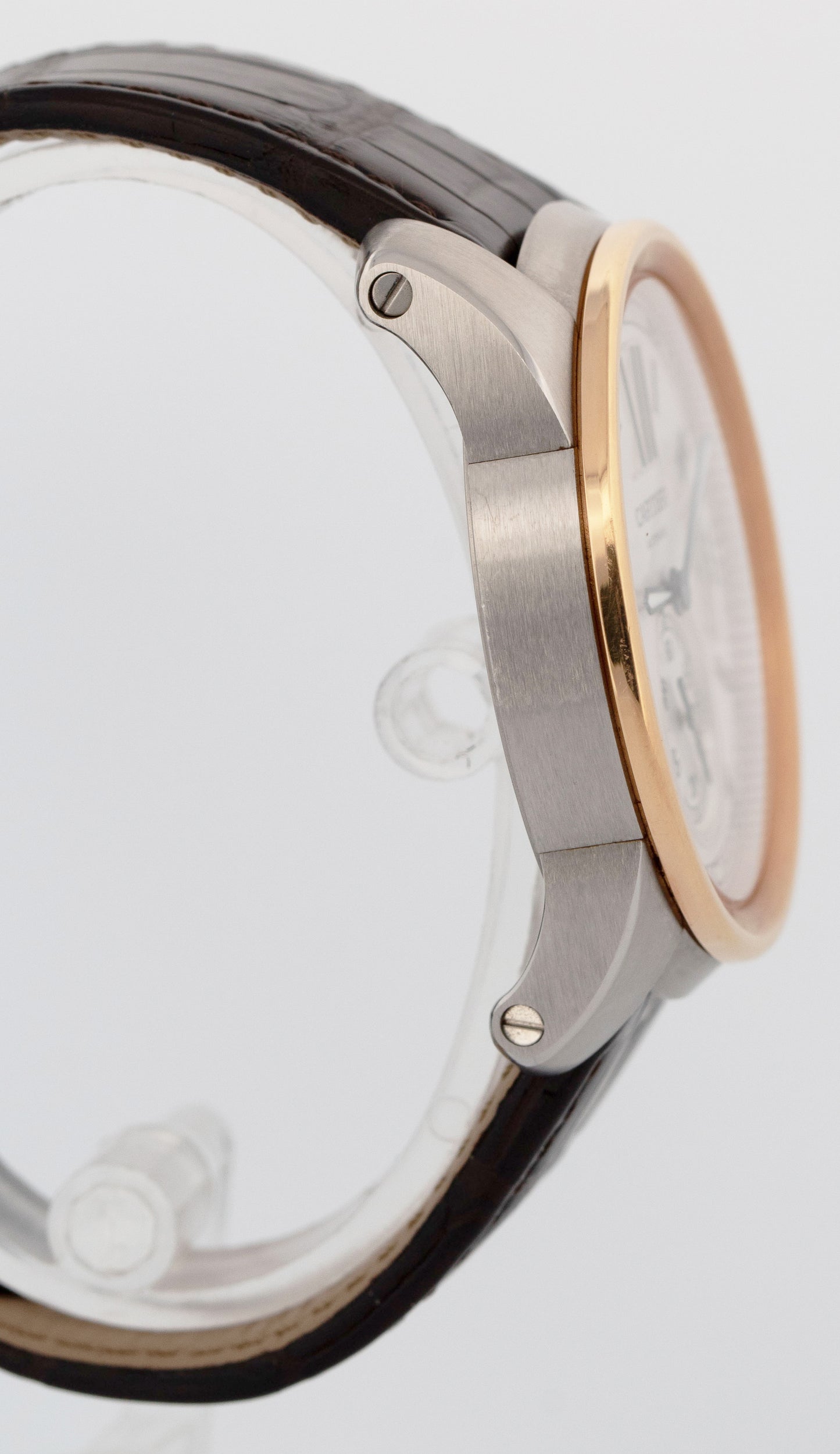 Cartier Calibre Two-Tone Rose Gold 42mm White 3299 W7100011 Leather Date Watch