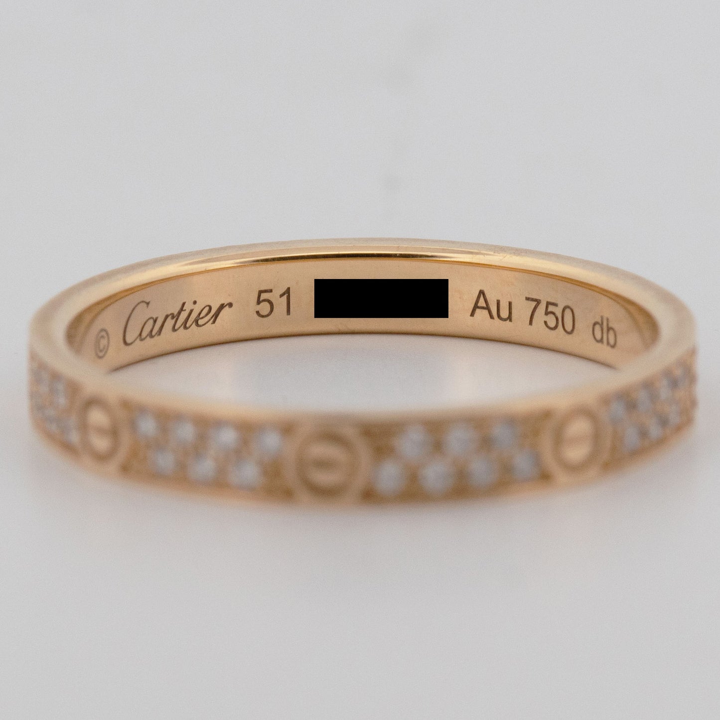 2025 PAPERS Cartier LOVE Ring Paved DIAMOND 18K Yellow Gold Size 51 AU 750 BOX