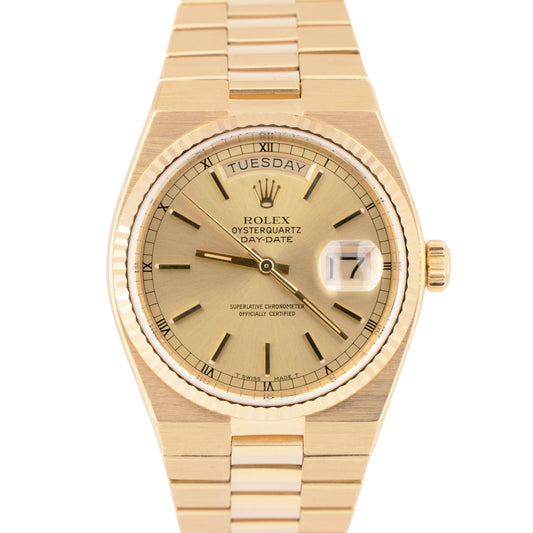 1978 MINT Rolex OysterQuartz Day-Date President Champagnne 18K Yellow Gold 19018