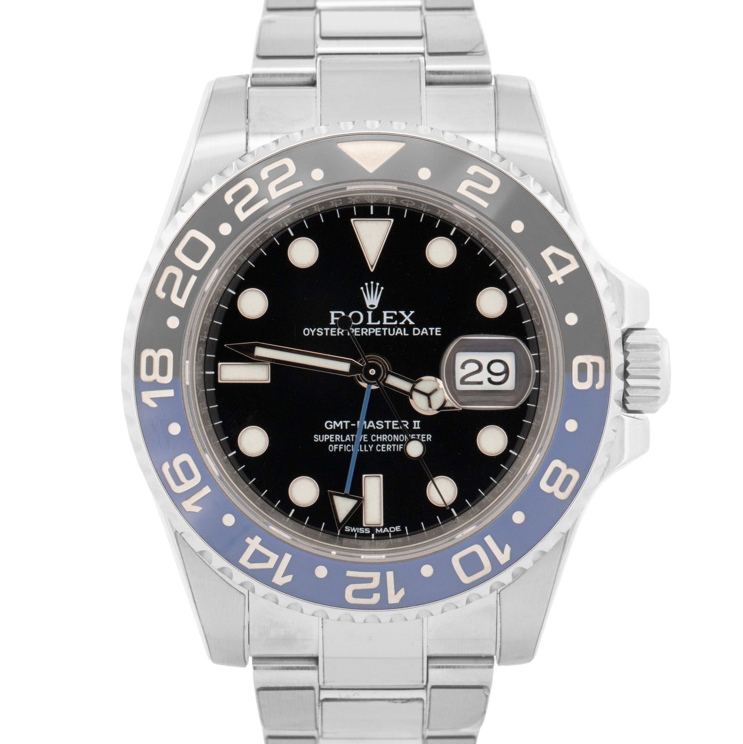 PAPERS Rolex GMT-Master II BATMAN Blue Black Steel Ceramic 40mm 116710 BLNR BOX