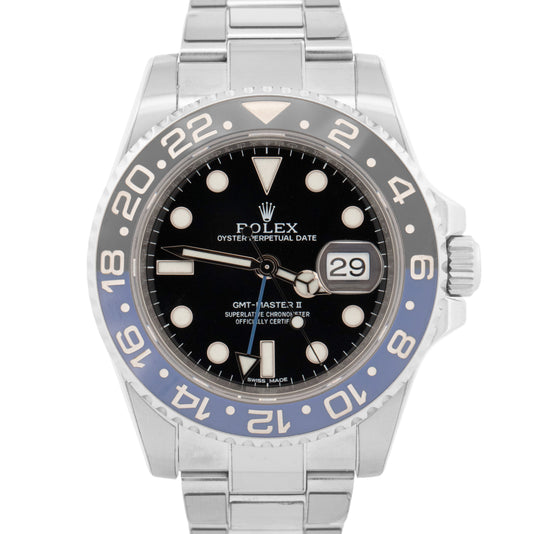 PAPERS Rolex GMT-Master II BATMAN Blue Black Steel Ceramic 40mm 116710 BLNR BOX