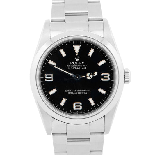 UNPOLISHED PAPERS Rolex Explorer I 36mm NO-HOLES Oyster 14270 Steel Watch BOX