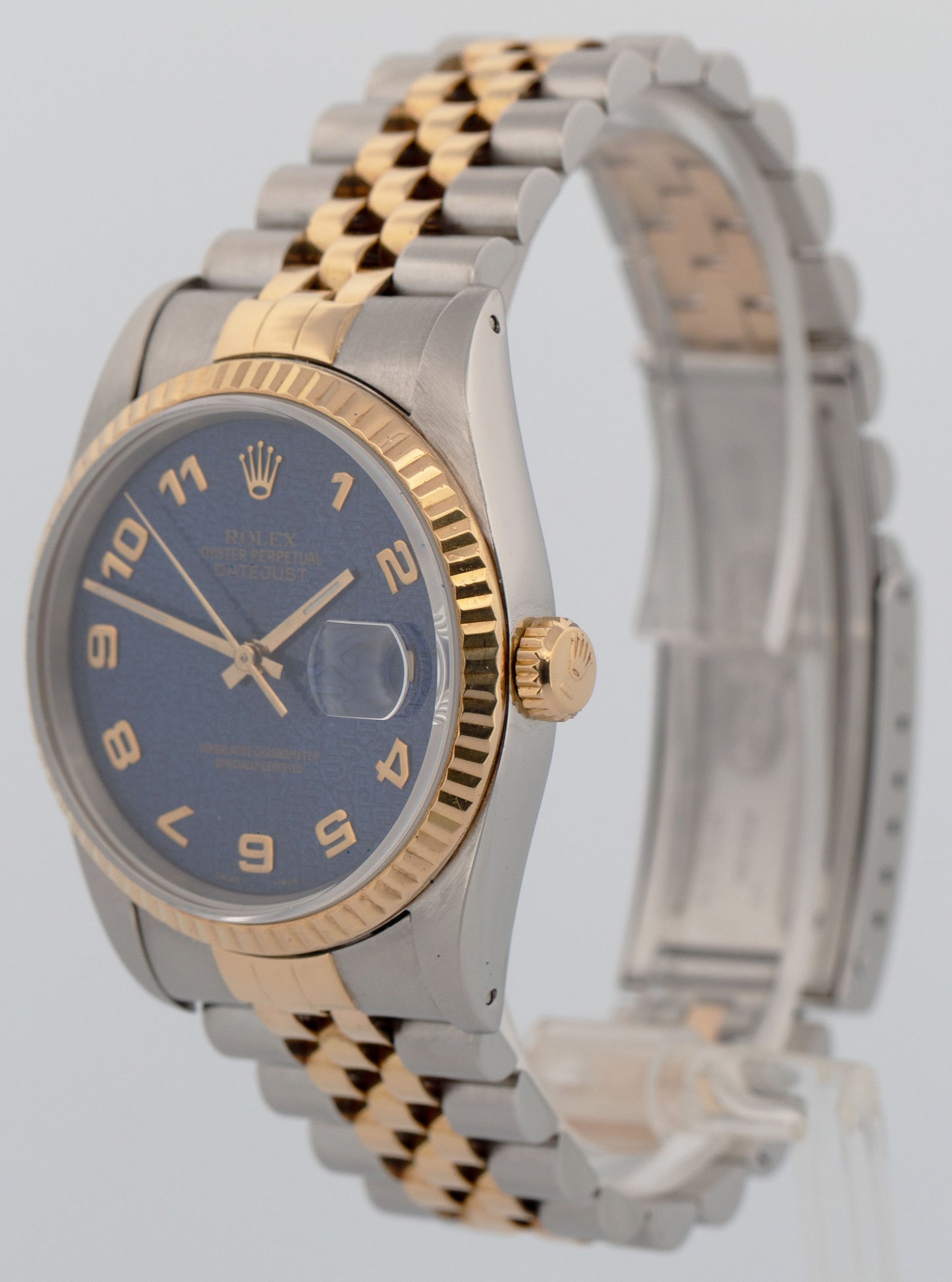Rolex DateJust 16233 36mm BLUE COMPUTER JUBILEE Two-Tone 18K Yellow Gold Watch
