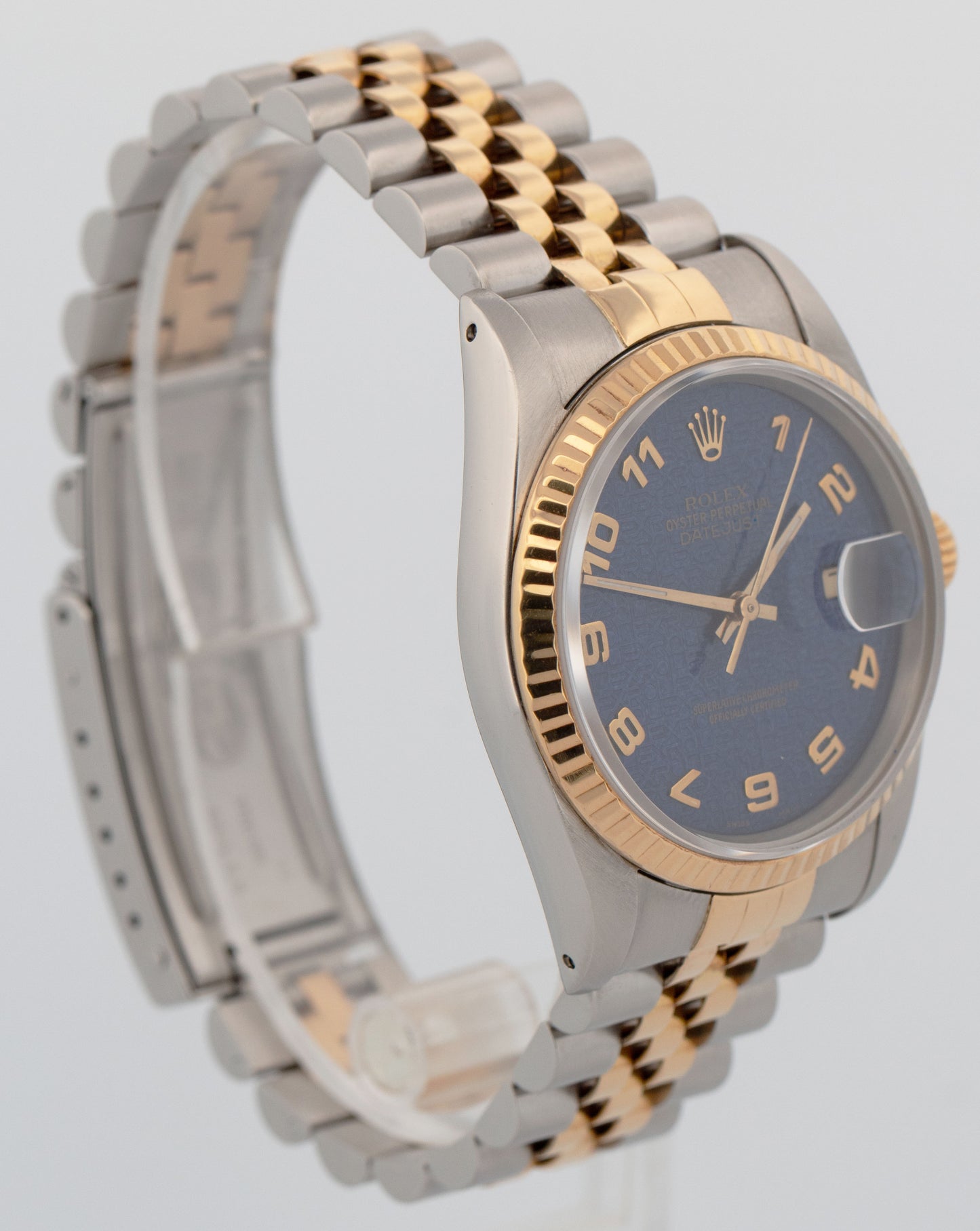 Rolex DateJust 16233 36mm BLUE COMPUTER JUBILEE Two-Tone 18K Yellow Gold Watch