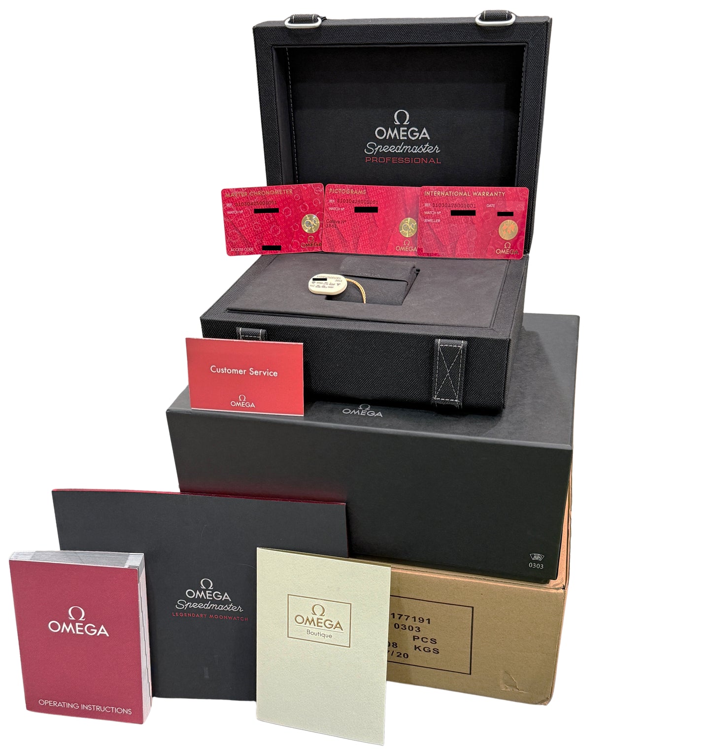 PAPERS Omega Speedmaster Moonwatch 42mm Black Steel 310.30.42.50.01.001 BOX