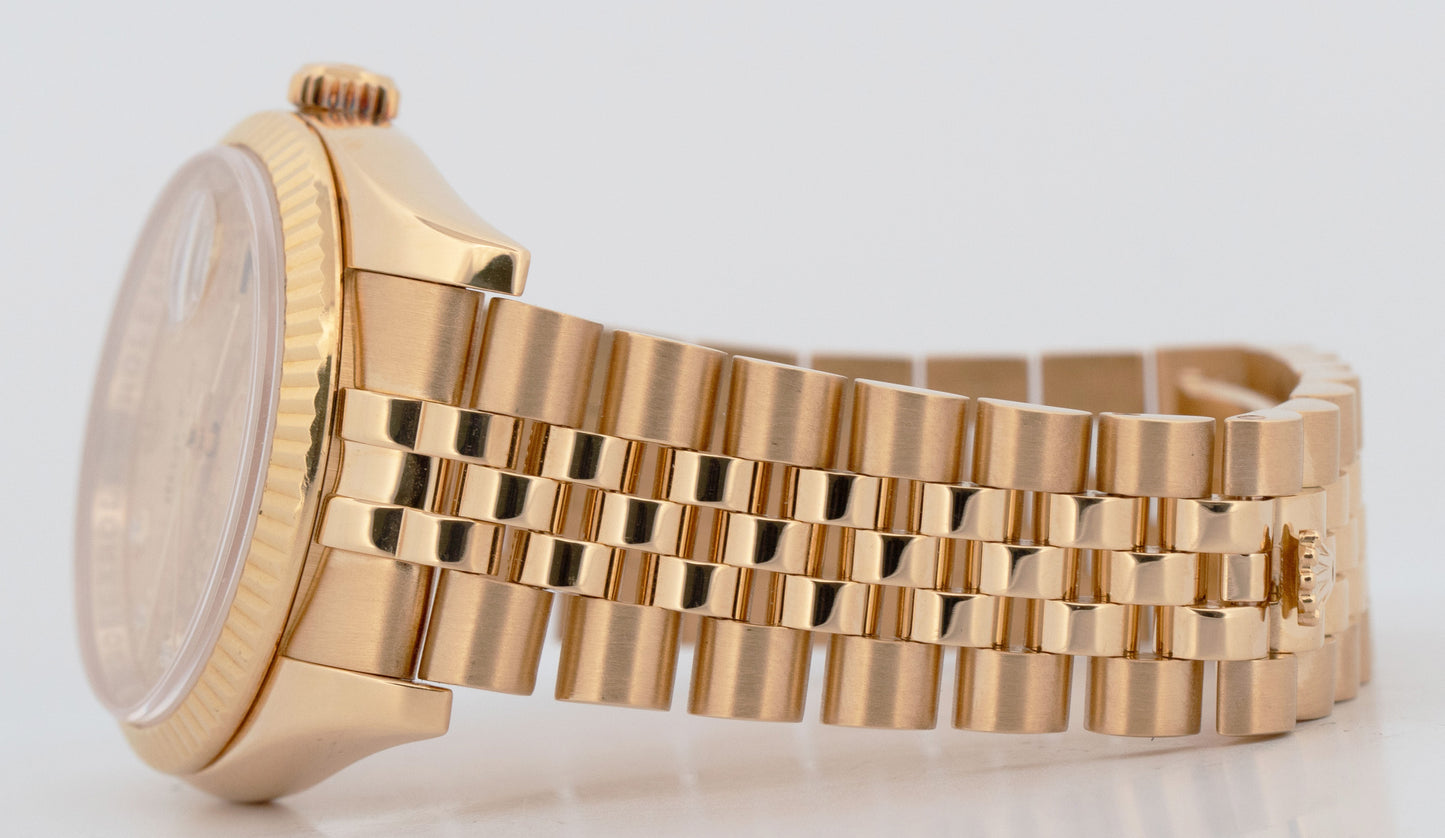 PAPERS Rolex DateJust 36mm CHAMPAGNE JUBILEE DIAMOND 18K Gold 116238 Watch BOX