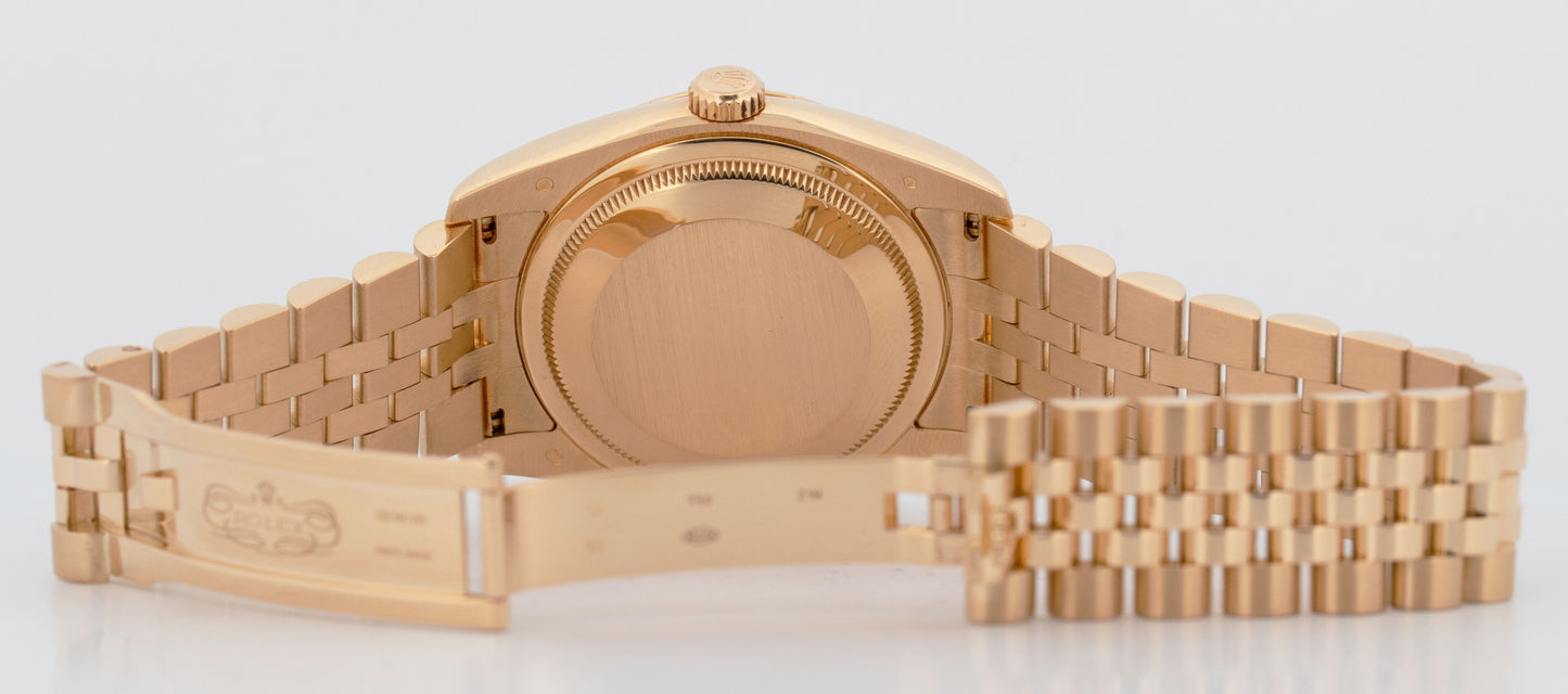 PAPERS Rolex DateJust 36mm CHAMPAGNE JUBILEE DIAMOND 18K Gold 116238 Watch BOX