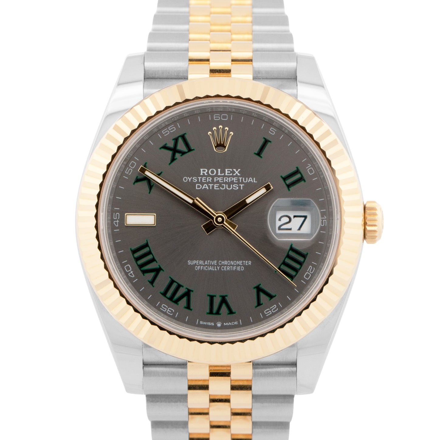NEW UNWORN PAPERS Rolex DateJust 41mm WIMBLEDON 18K JUBILEE Fluted 126333 BOX