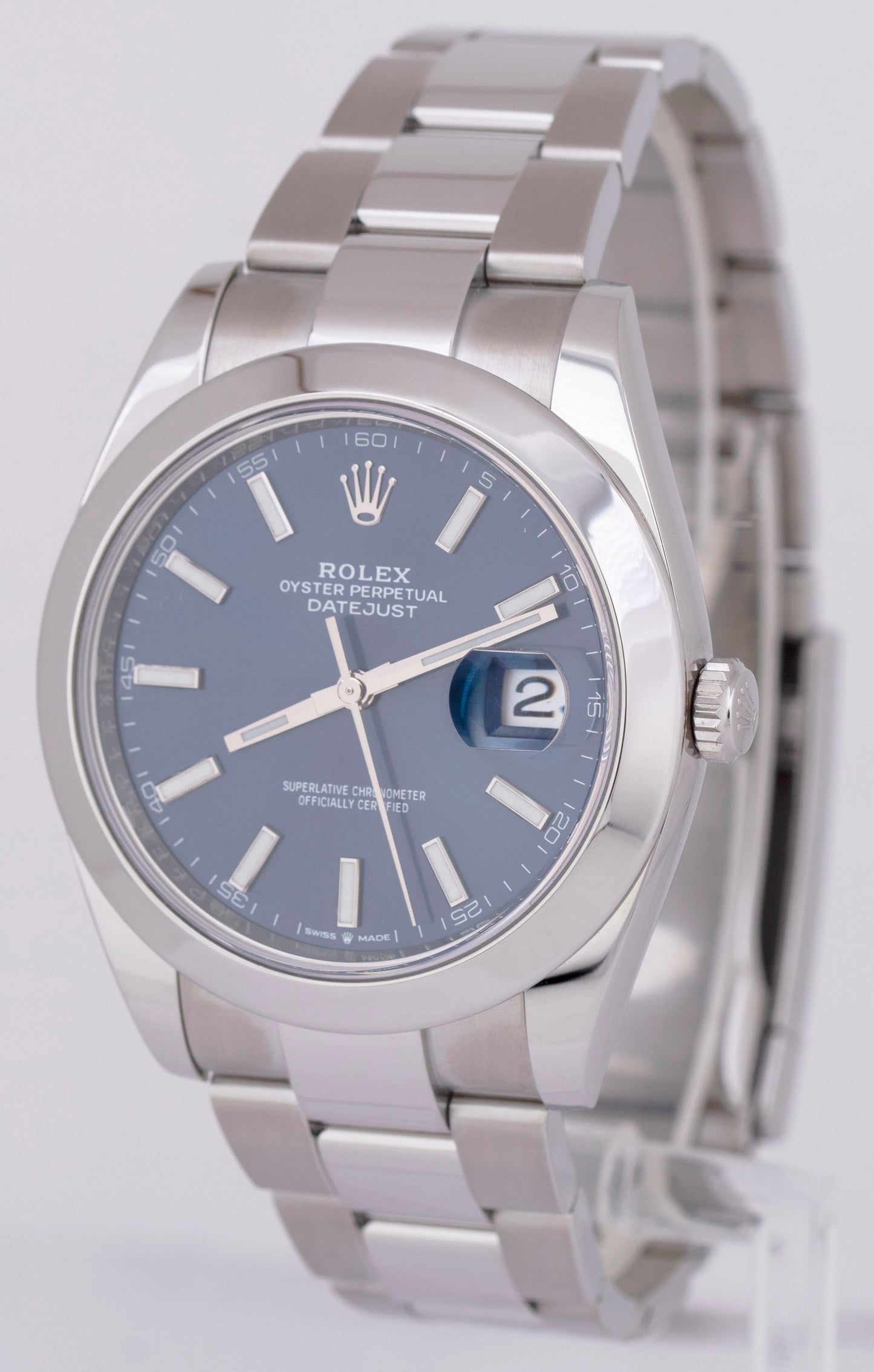 MINT 2023 Rolex DateJust BLUE Stainless Steel Oyster Automatic 41mm Watch 126300