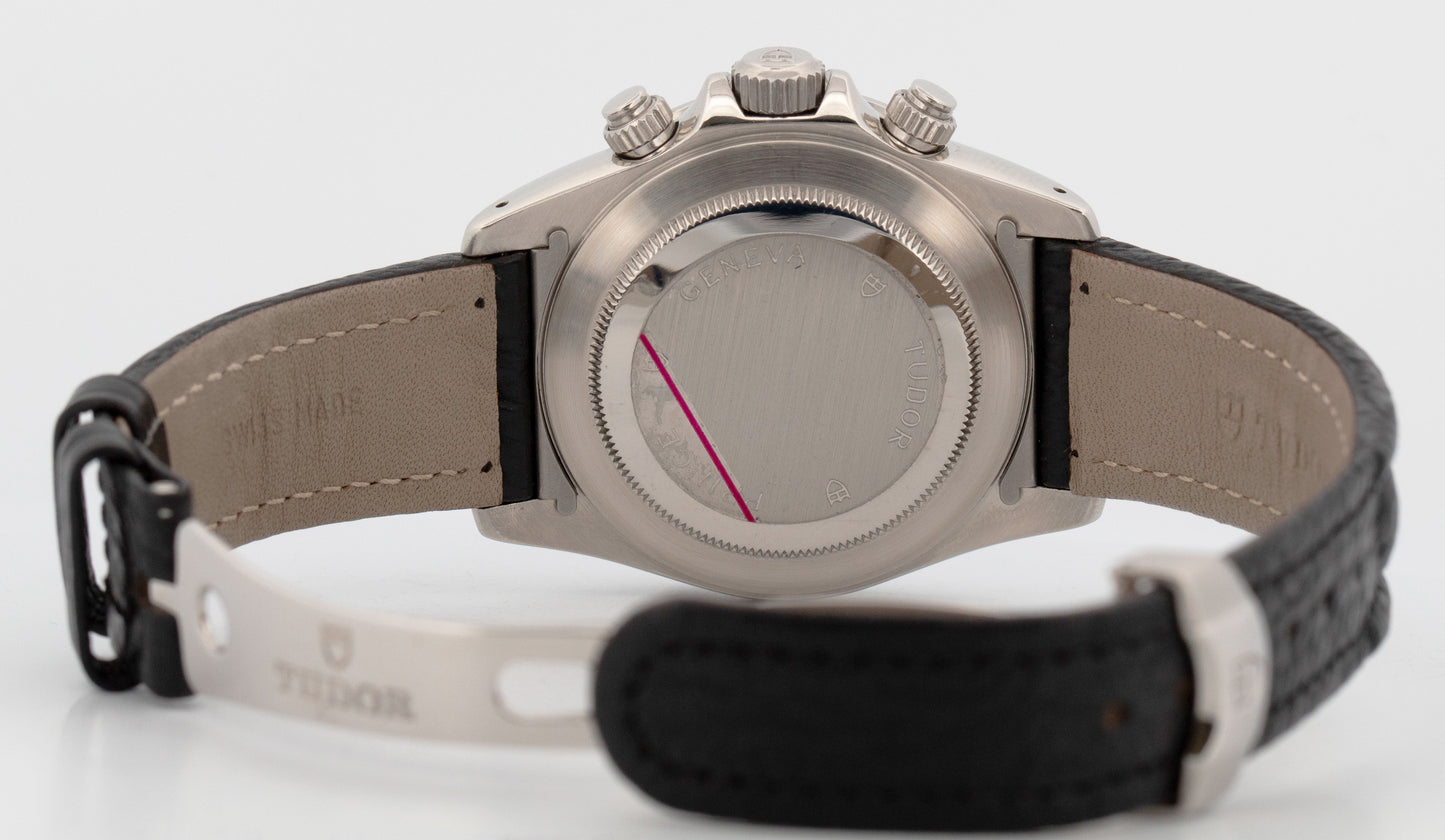 PAPERS Tudor Prince Date Tiger Black Chronograph 79260 40mm Stainless Watch BOX