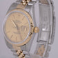 MINT 1988 Rolex DateJust 36mm Champagne Tapestry 18K Gold Two-Tone Watch 16013