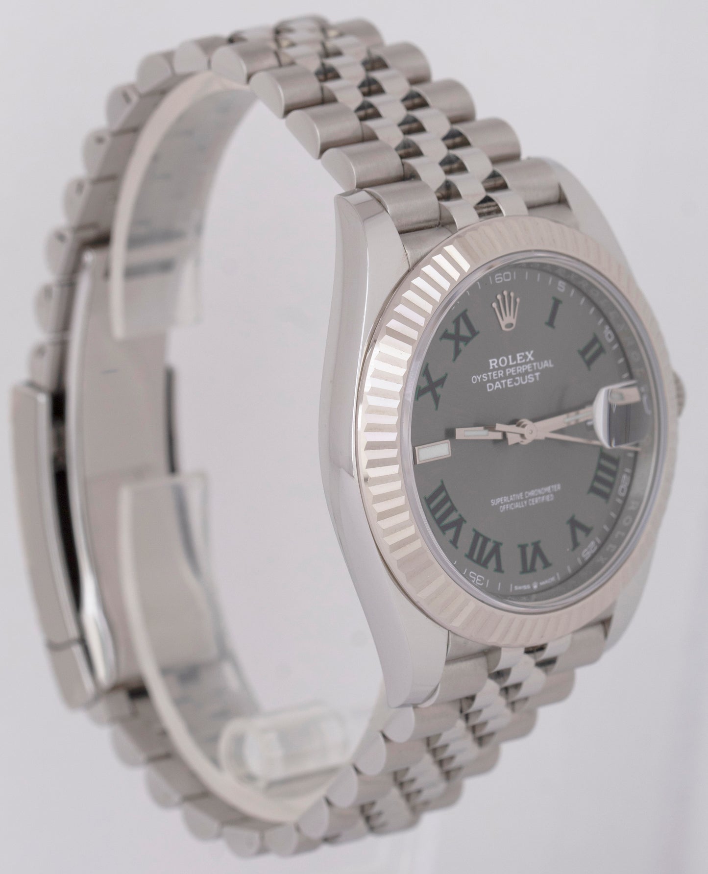 STICKERED PAPERS Rolex DateJust 41mm Wimbledon JUBILEE FLUTED 126334 Watch BOX