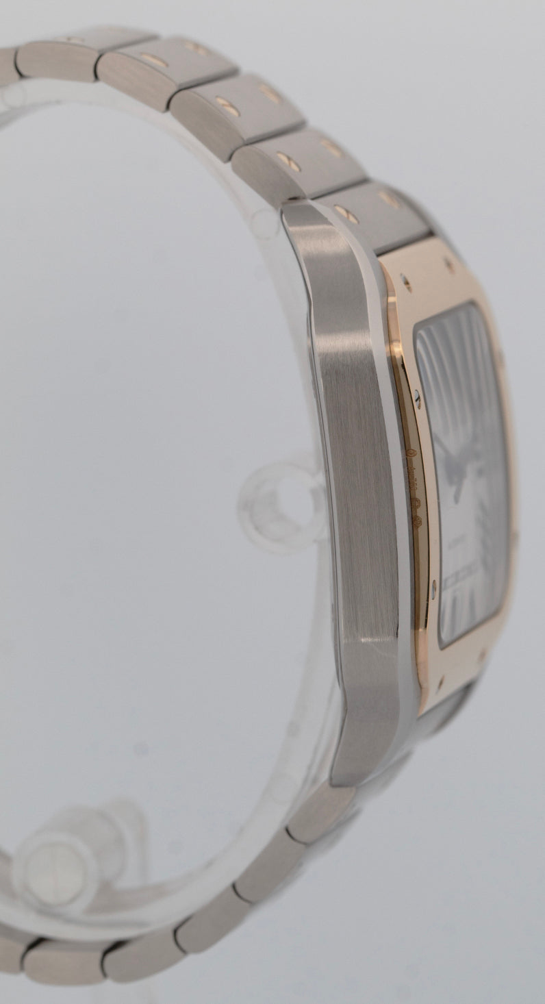 PAPERS Cartier Santos SILVER WHITE 18K Gold Steel 39.8mm 4072 W2SA0009 BOX