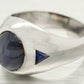 Men's Modern 7ct Blue Star Sapphire Band Ring  - 18k White Gold | Size 10.5