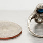 Antique Art Deco Cabochon Sapphire Cocktail Ring - 18k White Gold & Diamonds
