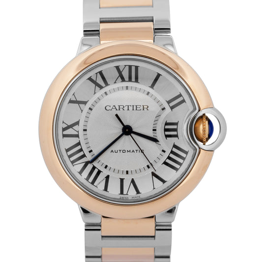PAPERS Ladies Cartier Ballon Bleu 18K Gold Steel Automatic 36mm 4406 W2BB0033