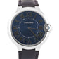 Cartier Ballon Bleu XL 46mm PLATINUM Roman BLUE Leather Automatic Watch 3377