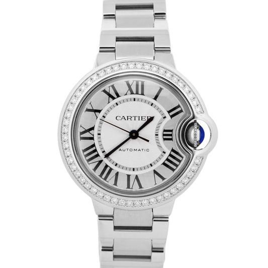 2023 PAPERS Ladies Cartier Ballon Bleu FACTORY DIAMOND 28mm 4373 W4BB0023 BOX