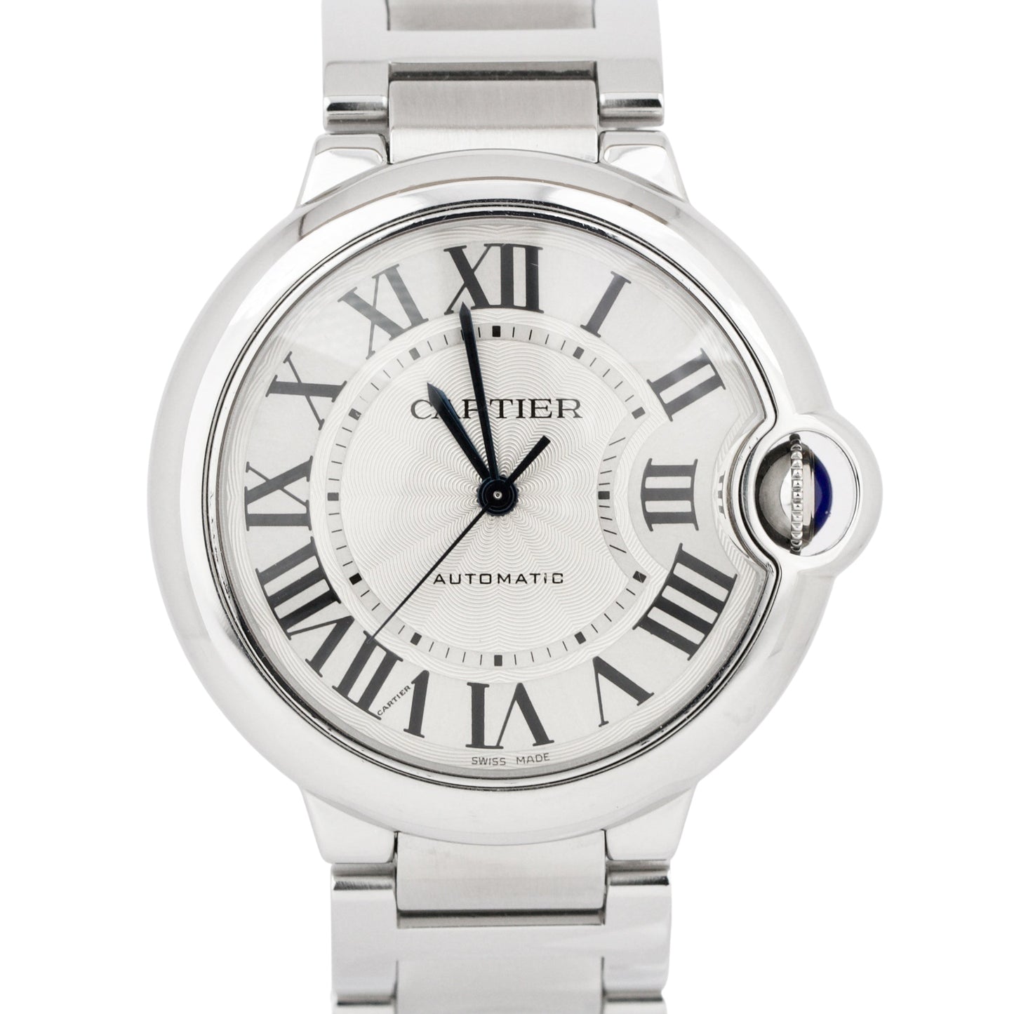 Ladies Cartier Ballon Bleu SILVER GUILLOCHE Stainless 36mm 3284 W6920046 Watch