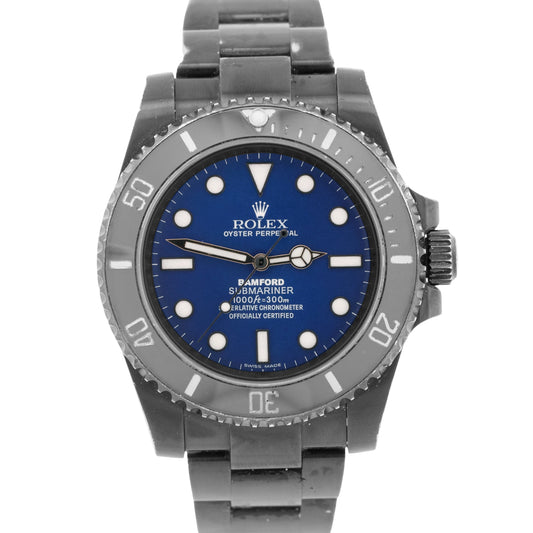Rolex Submariner BAMFORD LTD No-Date Black Ceramic BLUE 40mm PVD Steel 114060 LN