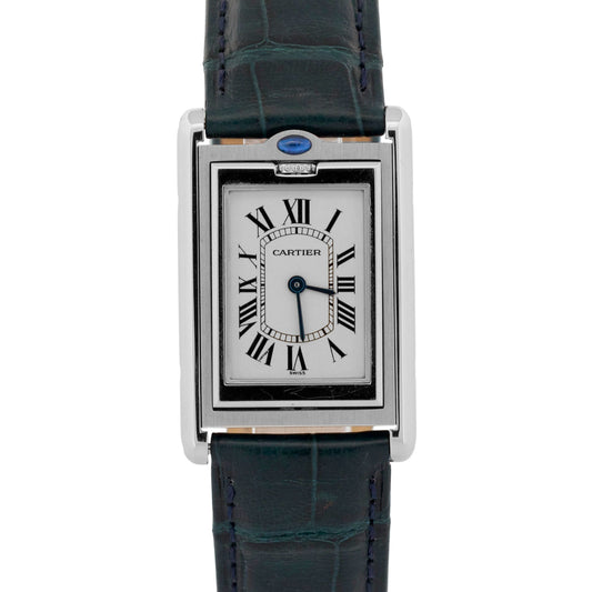 Cartier Tank Basculante 2405 W1011258 White Quartz Stainless Leather 24mm Watch