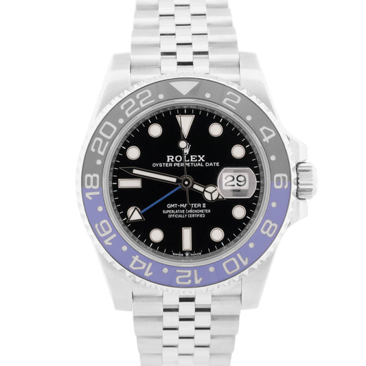Rolex GMT-Master II BATGIRL Blue Black JUBILEE Ceramic 40mm 126710 BLNR BOX