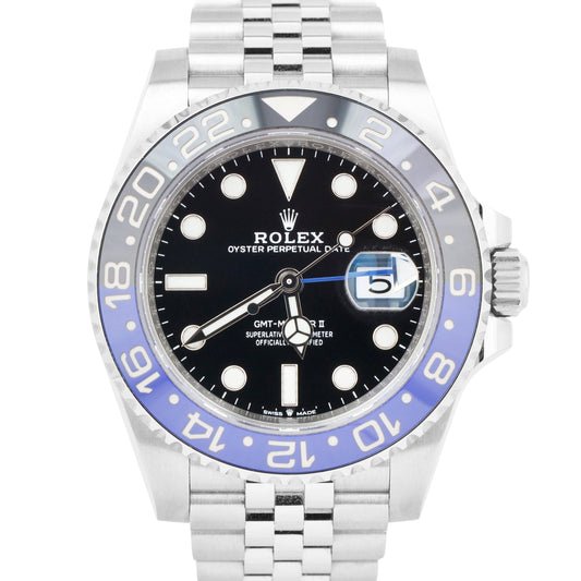 PAPERS Rolex GMT-Master II BATGIRL Blue Black Steel JUBILEE 40mm 126710 BLNR BOX