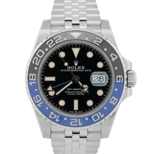Rolex GMT-Master II BATGIRL Blue Black JUBILEE Ceramic 40mm 126710 BLNR BOX