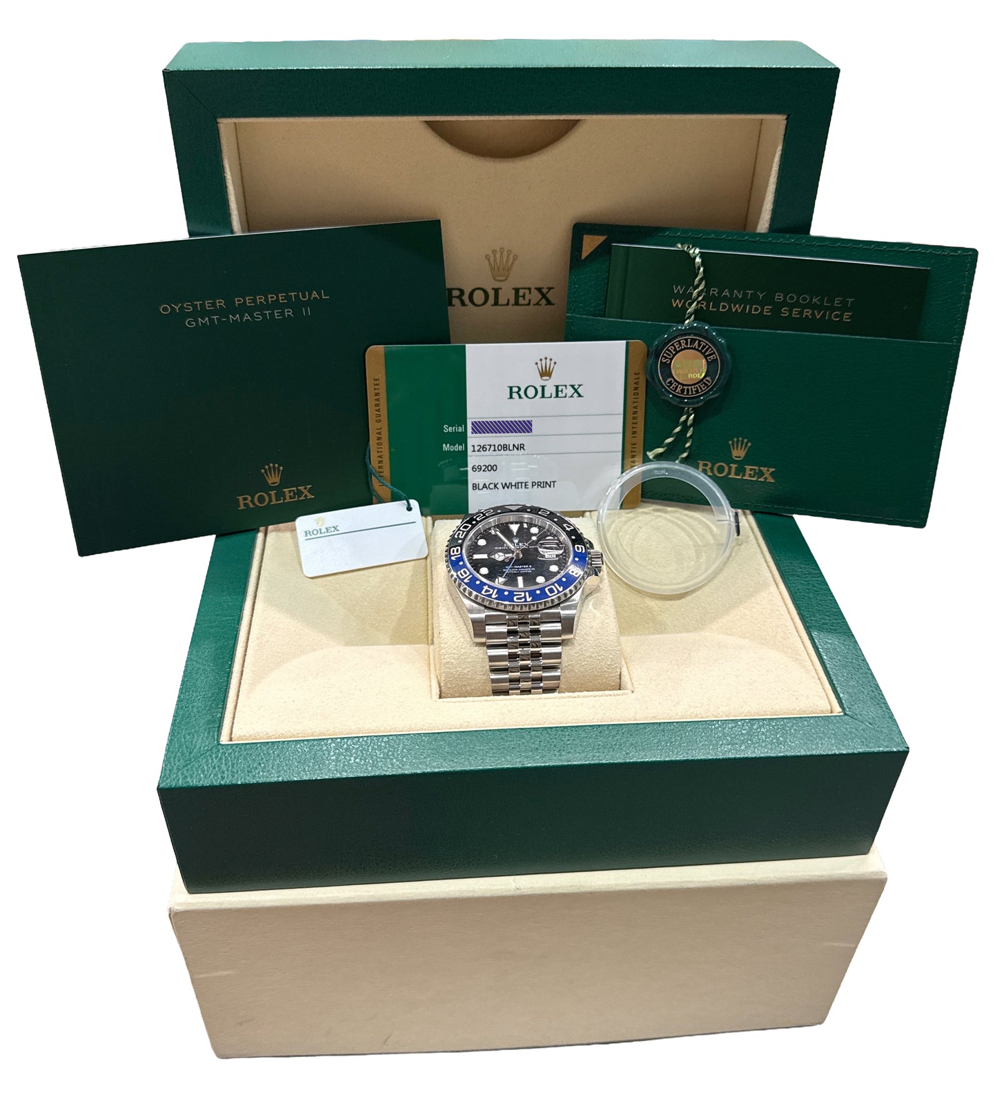 2019 PAPERS Rolex GMT-Master II BATGIRL Blue Steel JUBILEE 40mm 126710 BLNR BOX