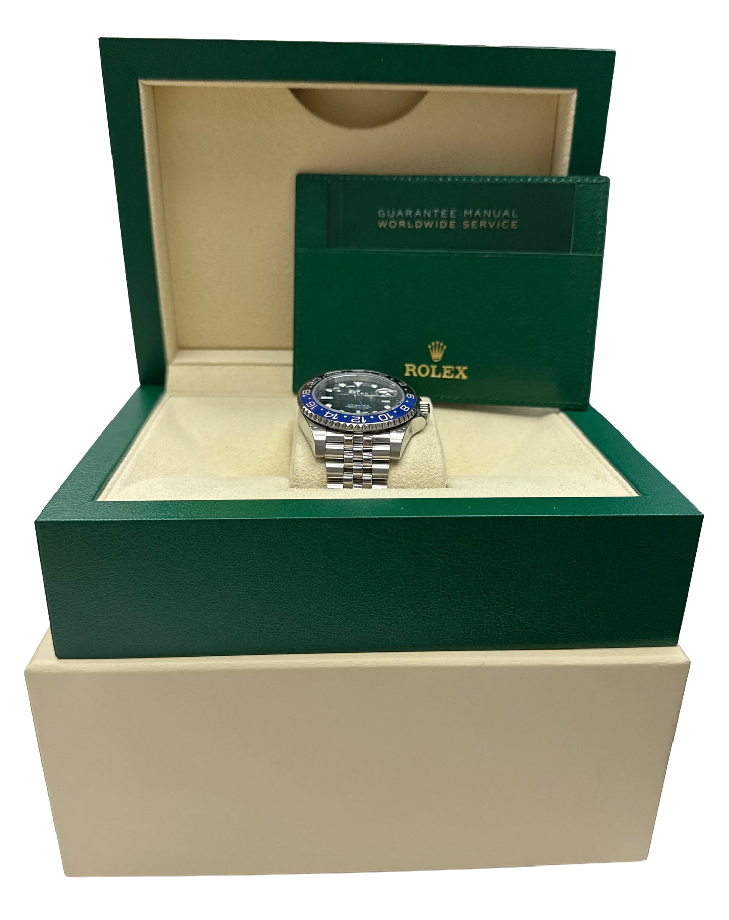 Rolex GMT-Master II BATGIRL Blue Black JUBILEE Ceramic 40mm 126710 BLNR BOX