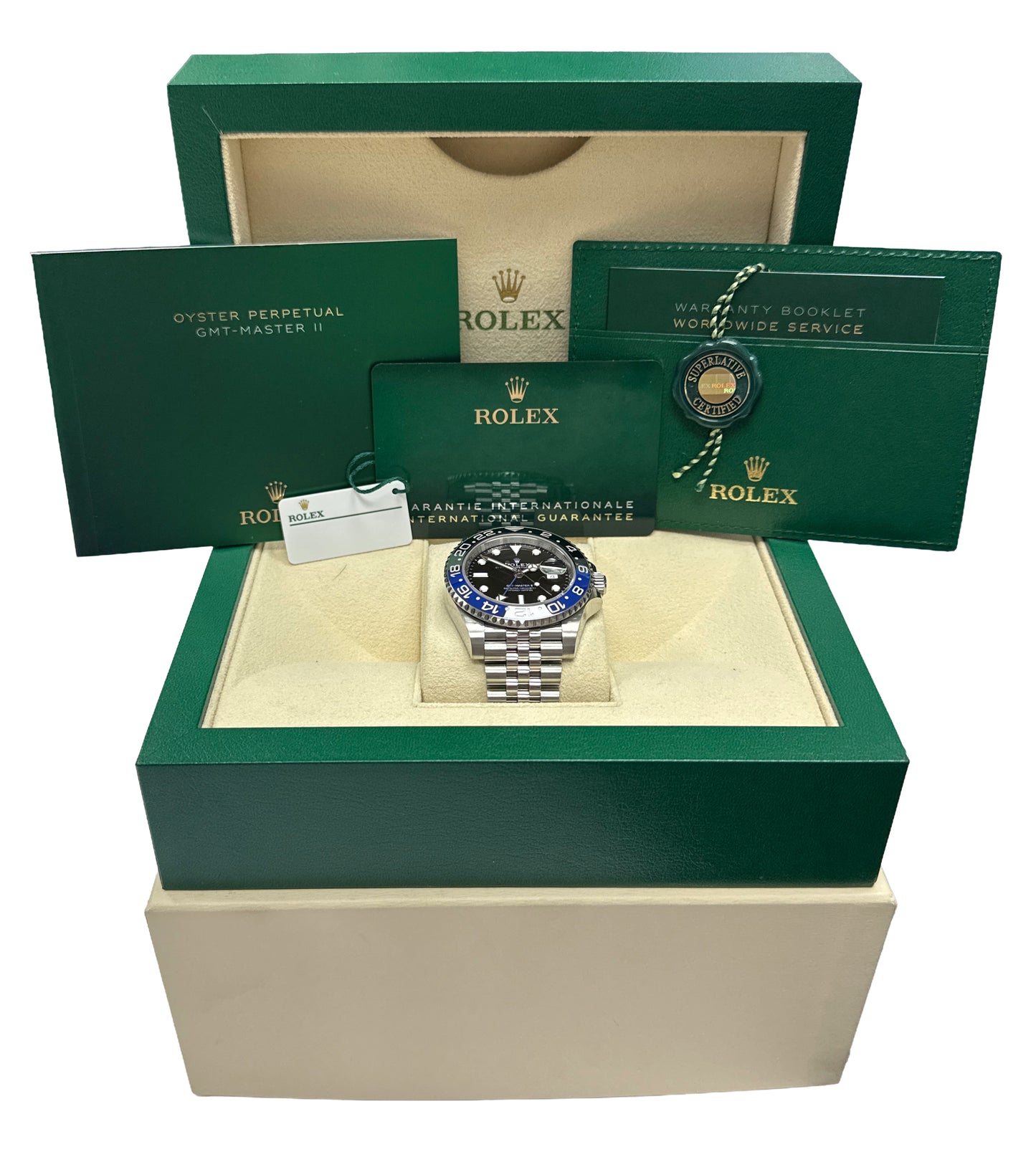 2023 PAPERS Rolex GMT-Master II BATGIRL Blue Black JUBILEE 40mm 126710 BLNR BOX