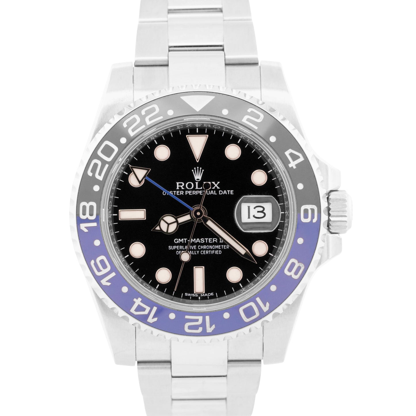 2015 PAPERS Rolex GMT-Master II BATMAN Blue Black Steel 40mm 116710 BLNR BOX