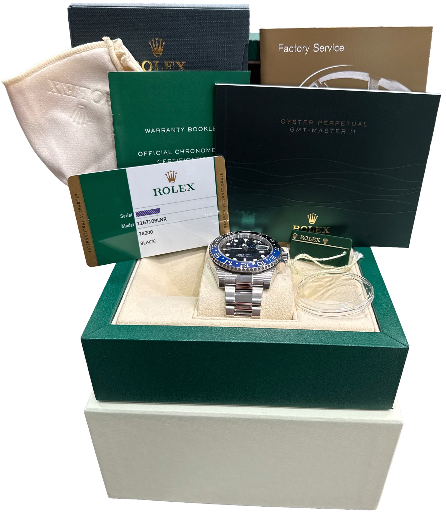2014 PAPERS Rolex GMT-Master II BATMAN Blue Steel Ceramic 40mm 116710 BLNR BOX