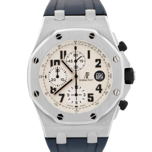 UNPOLISHED Audemars Piguet Royal Oak Offshore Safari Cream White Chrono 26170ST