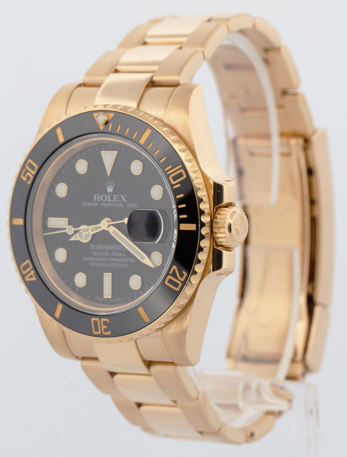 Rolex Submariner Date 40 Ceramic Black 18K Yellow Gold 40mm 116618 LN Watch