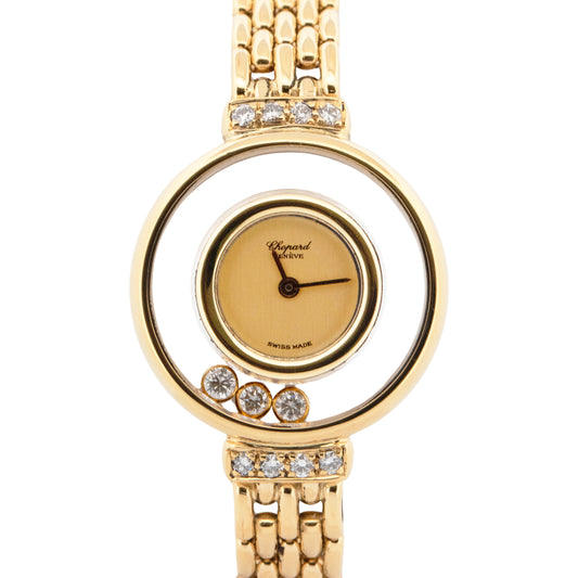 Ladies Chopard Happy Diamonds 4100 23mm 18K Yellow Gold Champagne Quartz Watch