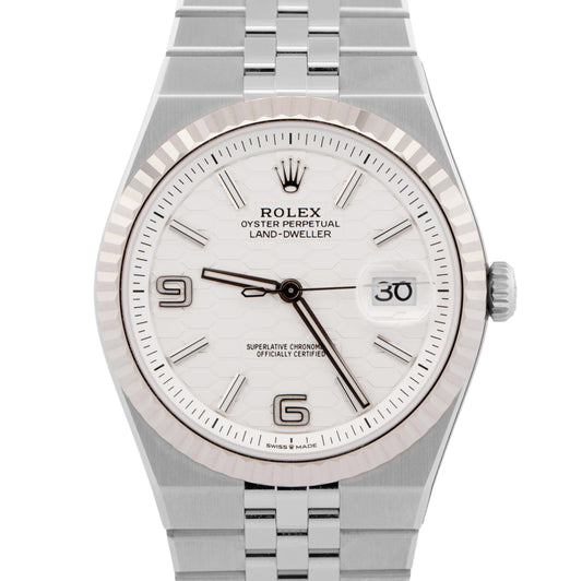 NEW UNWORN 2025 PAPERS Rolex Land-Dweller 40mm White Stainless Watch 127334 BOX