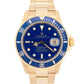PAPERS Rolex Submariner Date 16618 LB 18K Yellow Gold Oyster BLUE 40mm Watch BOX