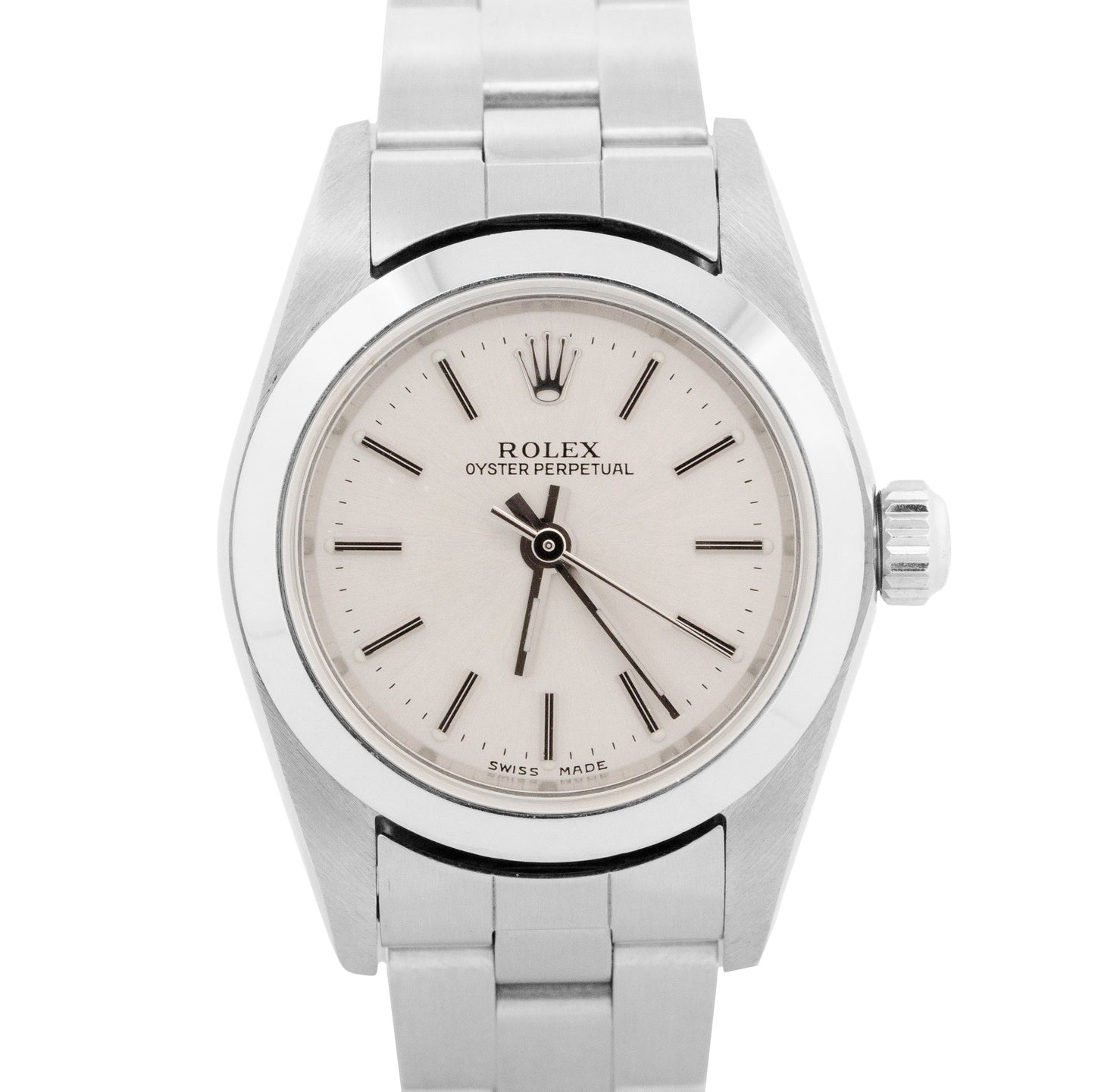 Rolex Oyster Perpetual 24mm Silver NO-HOLES Stainless Steel Oyster Watch 76080