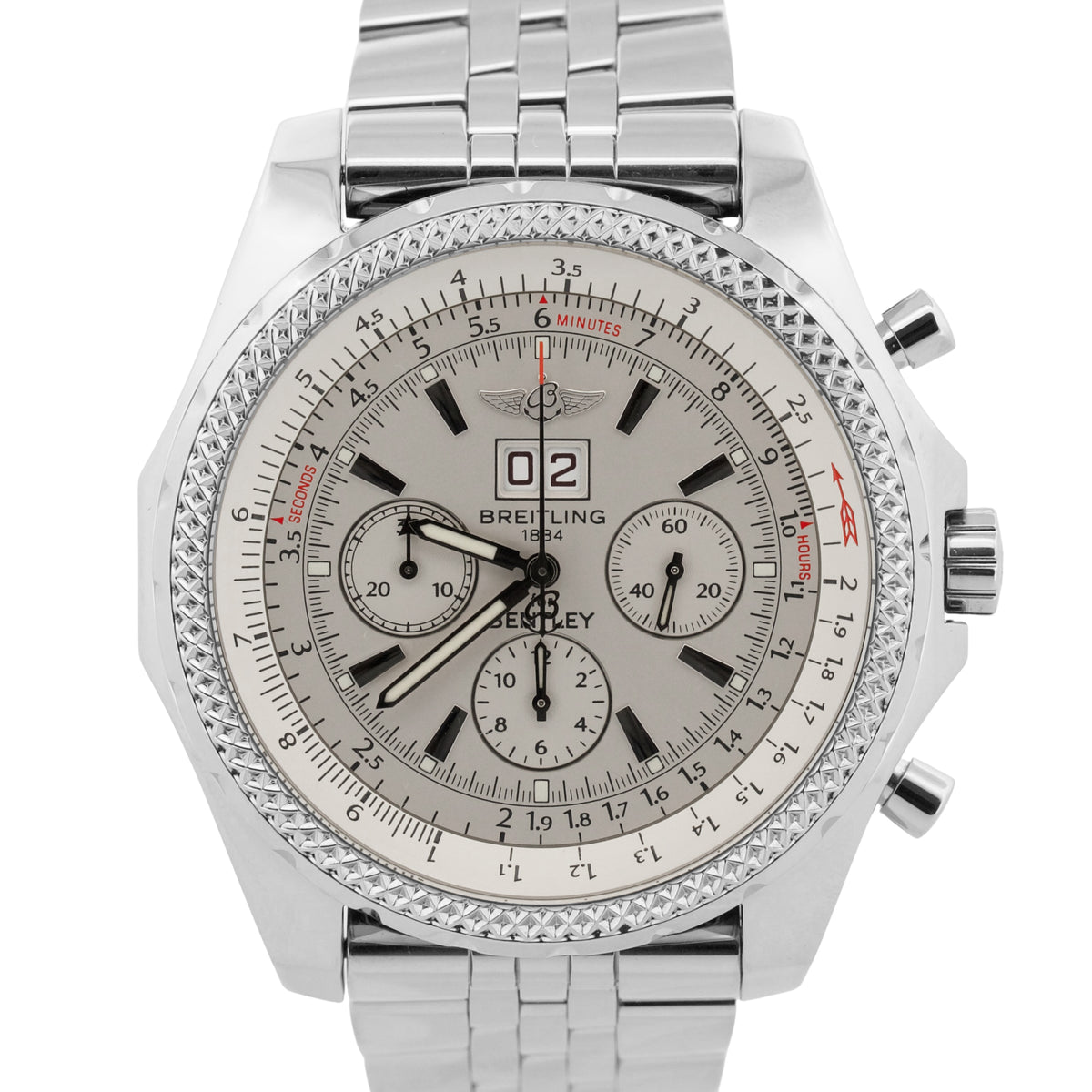 Breitling Bentley 6.75 A44362 Silver White 48mm Stainless Steel Automatic Watch