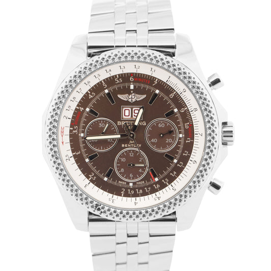 MINT PAPERS Breitling Bentley 6.75 Chronograph BROWN Steel A44362 48.7mm BOX