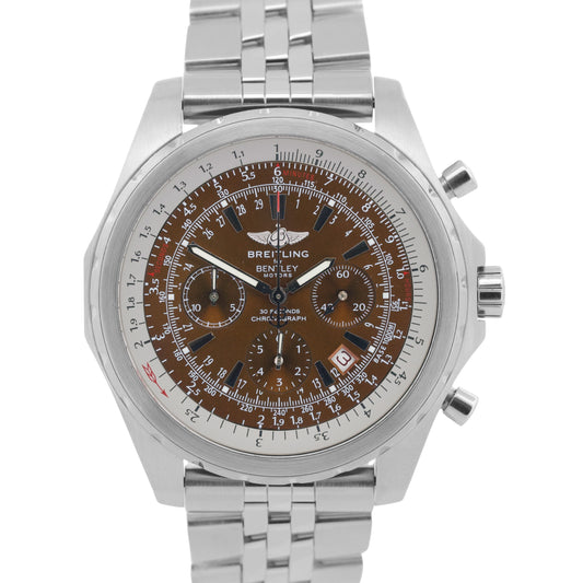 PAPERS Breitling Bentley Motors HAVANA Brown Chronograph Steel A25363 48.7mm BOX