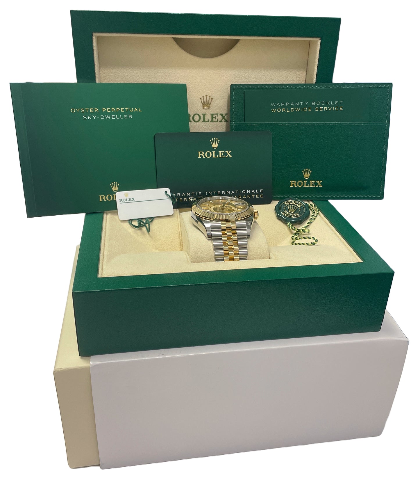 NEW SEPT 2024 PAPERS Rolex Sky-Dweller CHAMPAGNE Gold Steel JUBILEE 336933 BOX