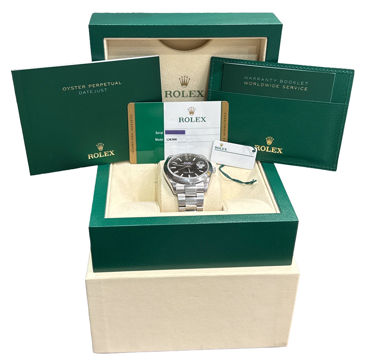 2018 PAPERS Rolex DateJust 41 BLACK Stainless Steel OYSTER 41mm 126300 BOX