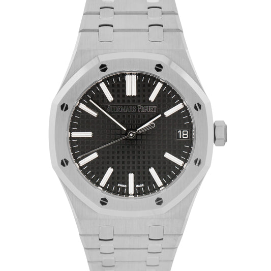 NEW PAPERS Audemars Piguet Royal Oak BLACK 41mm Steel 15510ST.OO.1320ST.02 BOX