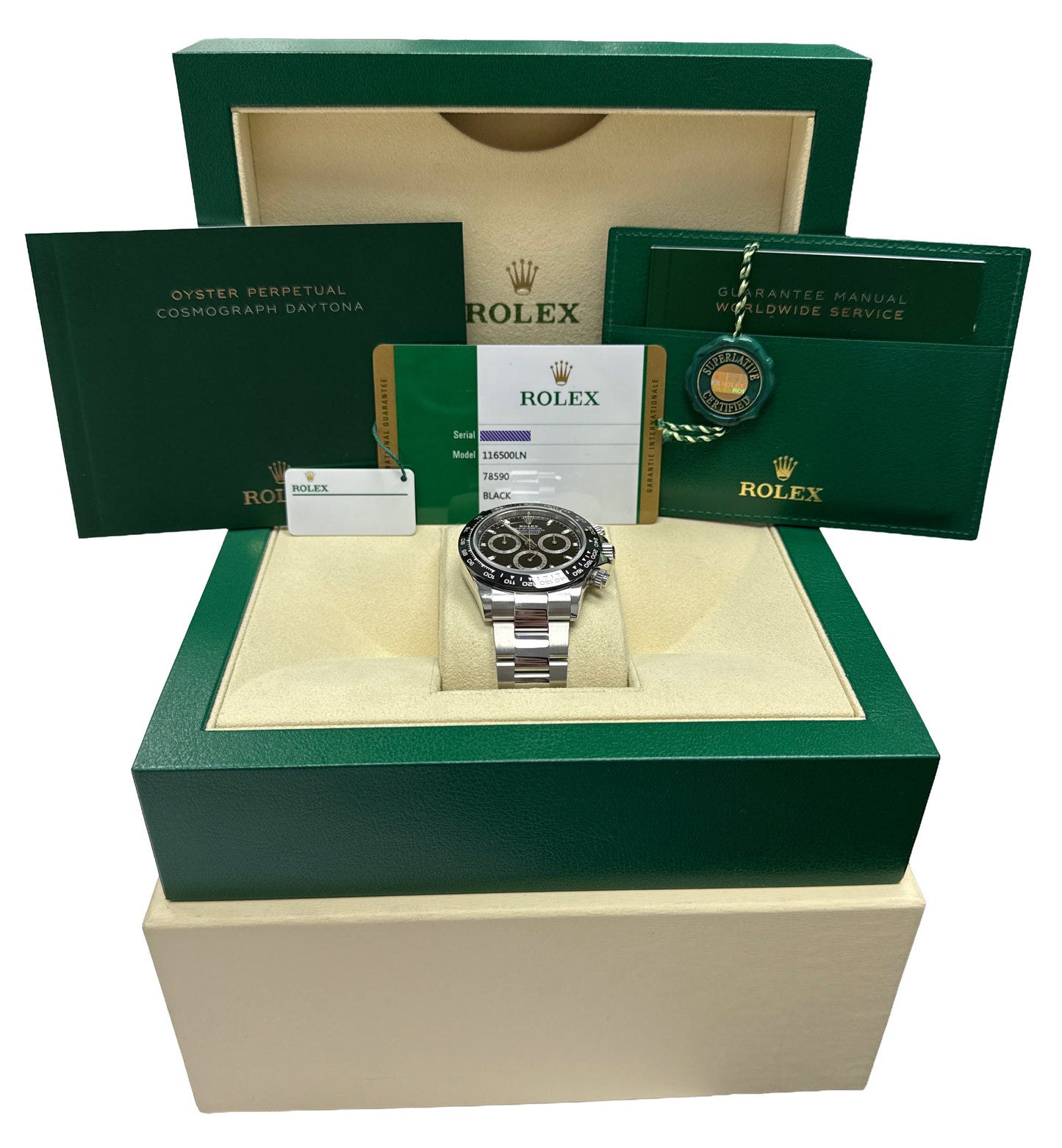 2020 PAPERS Rolex Daytona Cosmograph BLACK Ceramic 40mm Stainless 116500 LN BOX