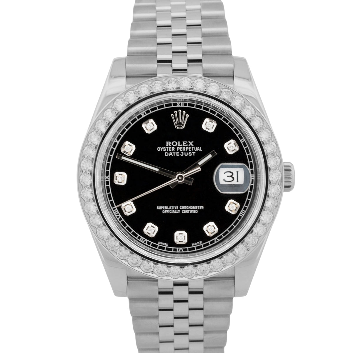 Rolex Datejust 41 126334 Black Diamond 18K Gold Steel Jubilee 41mm Watch
