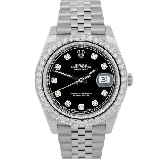 Rolex Datejust 41 126334 Black Diamond 18K Gold Steel Jubilee 41mm Watch