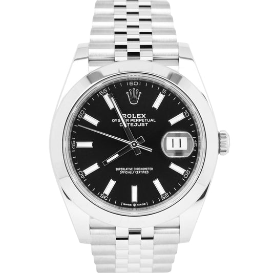 MINT 2023 Rolex DateJust 41 PAPERS Black JUBILEE 41mm Steel Watch 126300 B+P